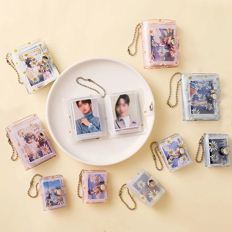 

1 inch 2 inch Cute Photo Album Mini Photos Collect Book Creative Card Holder With Keychain Instax Card Bag Photocard Holder