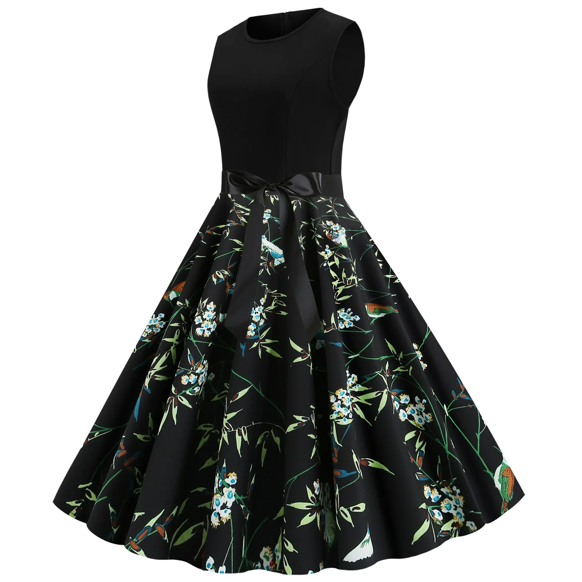 Eaby Amazon Лидер продаж винтажное платье с принтом без рукавов шелковый шарф