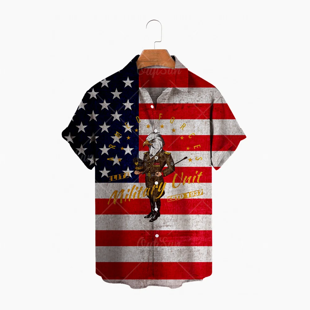 

Camisa Hawaiana Hombre Fashion Men's Hawaiian Shirt American Flag Men's Casual Colorful Print Beach Hawaiian Shirt Plus Size 5XL