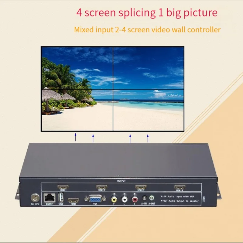Настенный видеоконтроллер HDMI 2x2 VGA AV 1X2 1X4 1X3 2X1 3x1 4X1 мульти-видеоэкран процессор