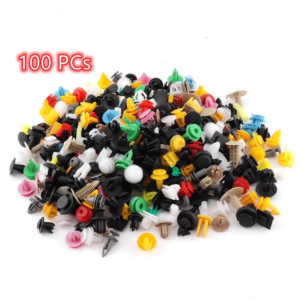 100 Pcs Mixed Fastener Car Bumper Clips Retainer Rivet for Hyundai Santa Fe 2019 2020 Carbon Fiber Trim Cup Ho | Автомобили и