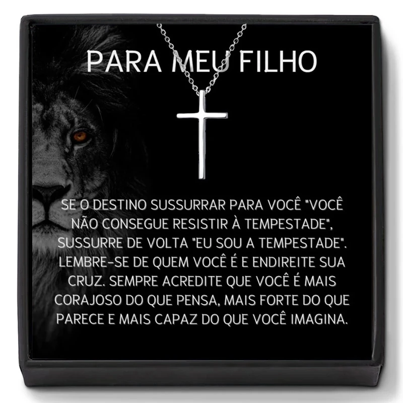 Крестовое ожерелье с подвеской для сына на длинной цепочке из нержавеющей стали, подарок на день рождения или праздник.