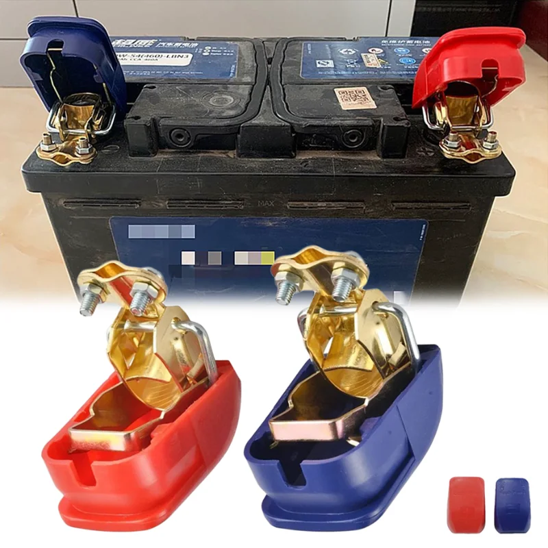 

2pcs Quick Release Car Battery Terminals Connector Clamps Lift Off Positive & Negative Electrode Connectors Car Accessories