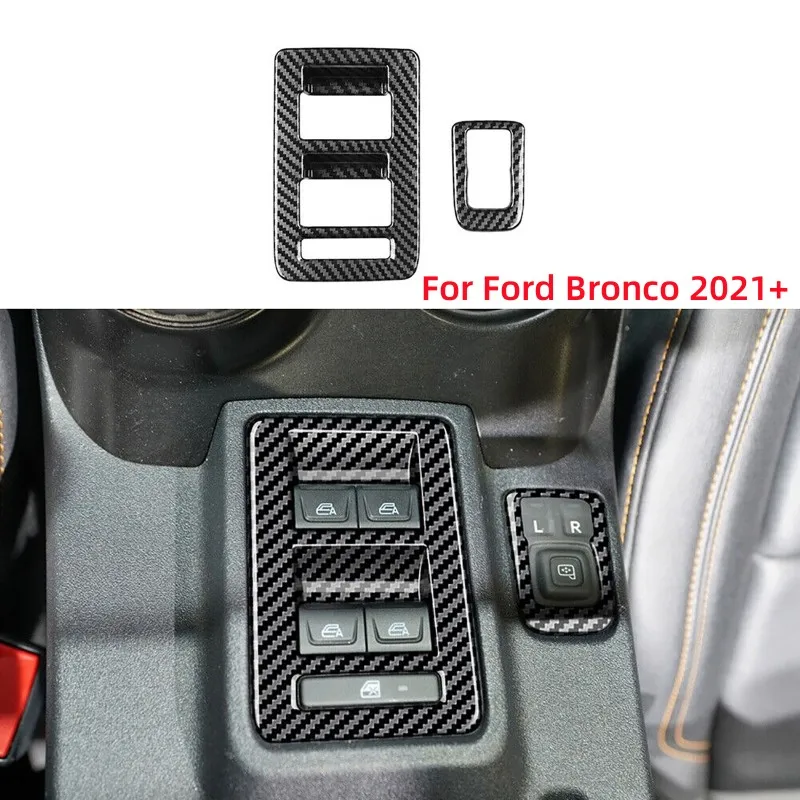 

Car Window Switch Trim Cover Set Carbon Fiber Style Interior Mouldings Decoration Fit for Ford Bronco 2021+