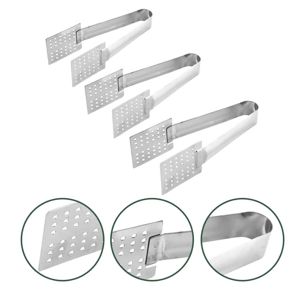 

3pcs Ice Cube Tongs Stainless Steel Tongs Sugar Ice Food Tongs Kitchen Tools