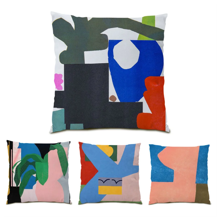 

45x45 Cushions Covers Color Block Pattern Decorative Cushion Textiles Ultra Soft Velvet Ornamental Pillows for Living Room E0329