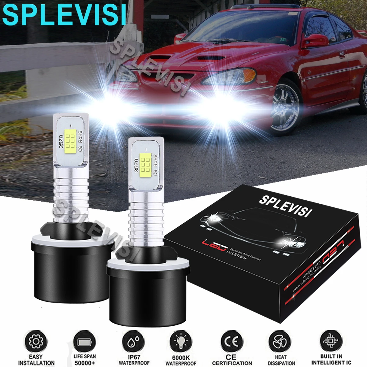 

2PCS Car LED Fog Light Bulbs 6000K White Fit For Saturn Vue 2006-2007 Chrysler Sebring 2003-2005 Mercury Sable 2000 2001-2005