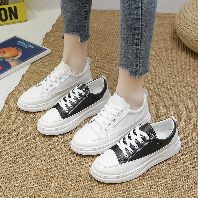 

Pu Chunky Sneakers Women Vulcanize Shoes New Female Black White Platform Thick Sole Running Casual Ladies Shoes Tenis Feminino