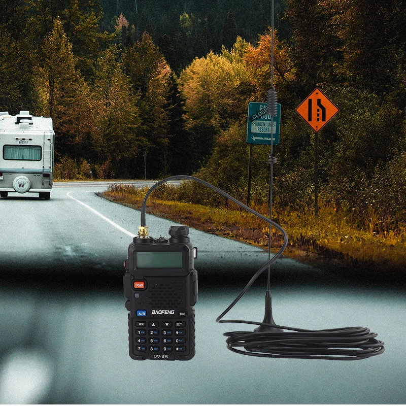 LSENG Vehicle Antenna SMA-Female Magnetic High Frequency Vehicle Antenna for  Kenwood Baofeng UV-5R Two-way Radio Communicator