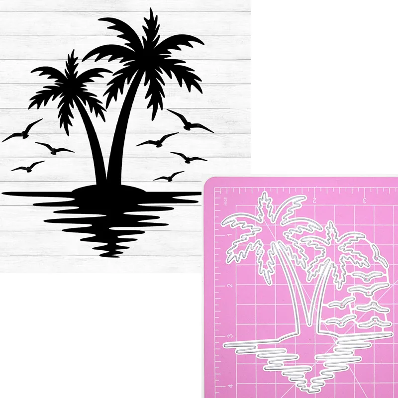 Seagull кокосовое дерево остров волна режущие штампы для сделай сам Скрапбукинг