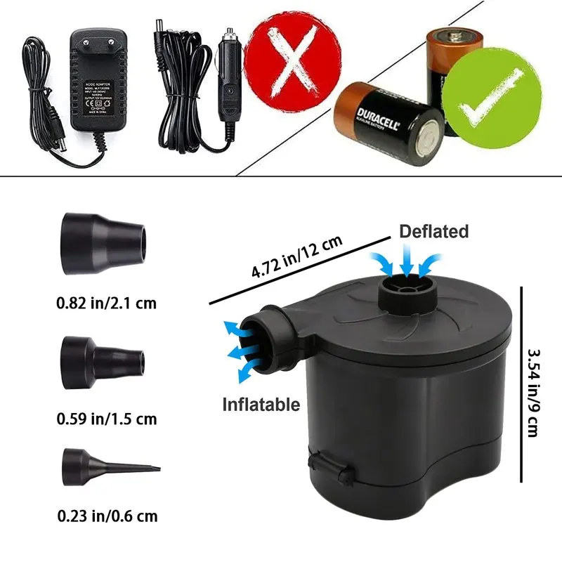 

"3 Nozzles Perfect Portable Quick-fill Air Deflator/Inflator Pumps for Outdoor Camping, Inflatable Cushions, Mattresses"