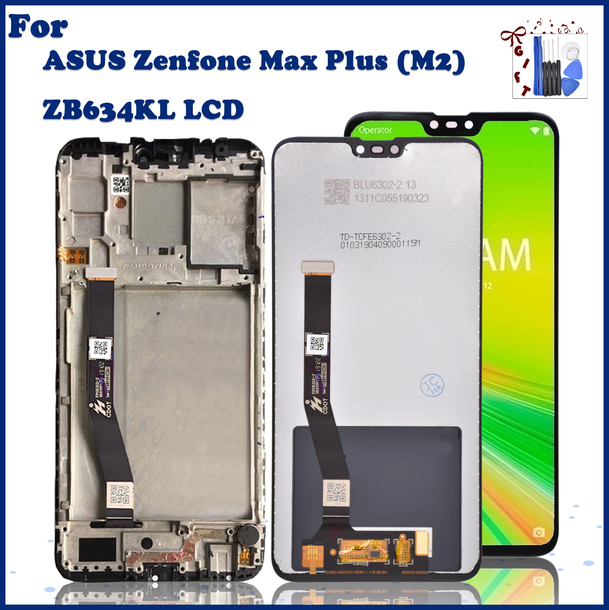 

6.26"Original For ASUS Zenfone Max Plus (M2) ZB634KL LCD Display Touch Screen Assembly For asus zb634kl lcd+Frame Replacement