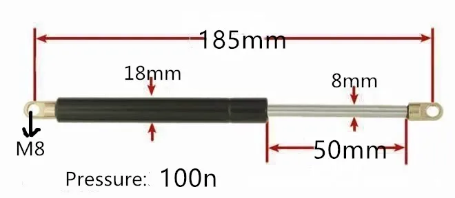 

34pcs 185mm Hole Center 50mm Stroke Auto Gas Spring 100n Force Lift Support M8 Eyelet Gas Strut Shock Spring Prop
