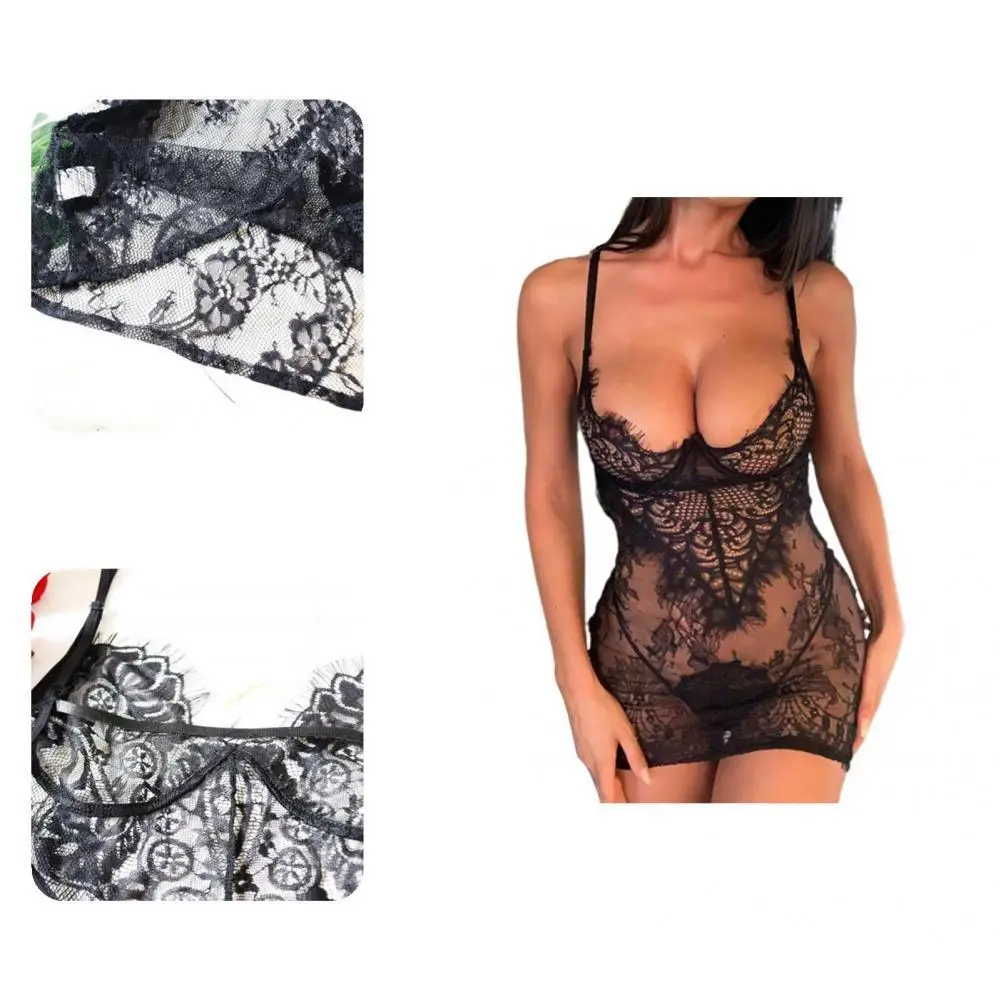 

Female 2Pcs/Set See-Through See-Through Ladies Underwear Set Above Knee Length Underwear Lace Design for Bedroom