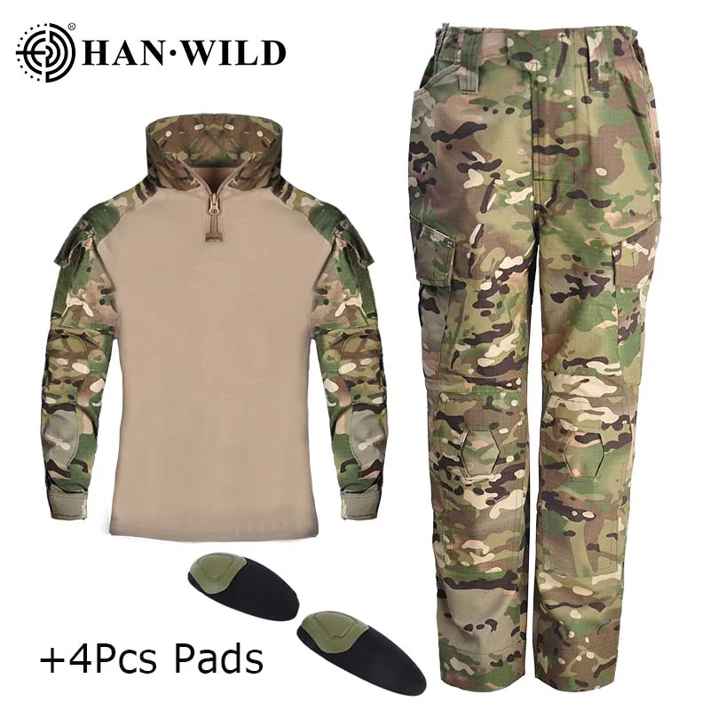 

Kids Summer Camp Combat Suit Shirt and Pants Suit Army Military Uniform Military Tactical Gear Hunting Multicam for Children