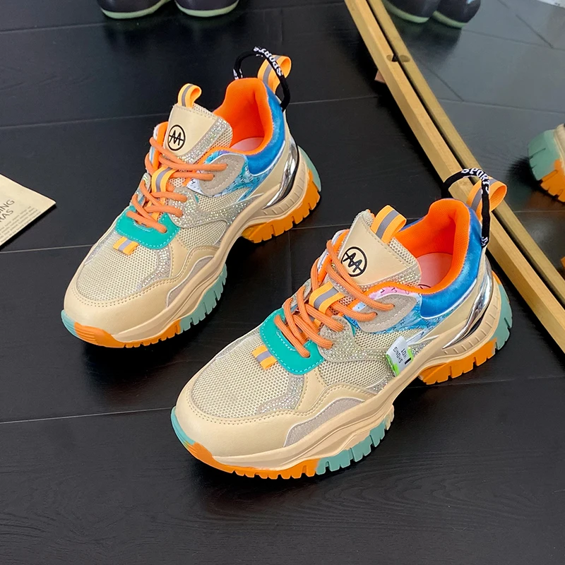 

Кроссовки женские сетчатые, повседневная обувь, увеличивающая рост, на толстой подошве, дышащие удобные, лето 2022