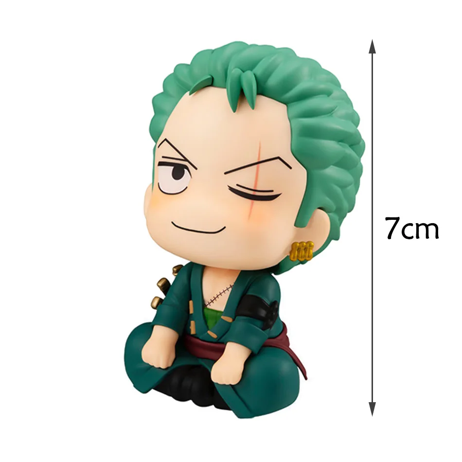 7cm Q Version Anime One Piece Figure Toys Luffy Roronoa Zoro Action Figural Kawaii Doll Car Decoration PVC Model Kids Gifts images - 6