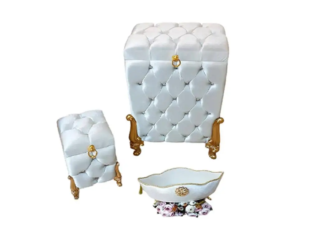 

Dowries Quilted Carmen With Pearls 3 Pcs Dirty Basket Team Cream