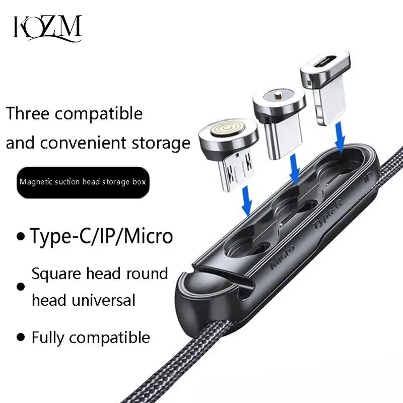 

Black Magnetic Charging Cable Portable Storage Box Magnet Adapter Storage Device Connector