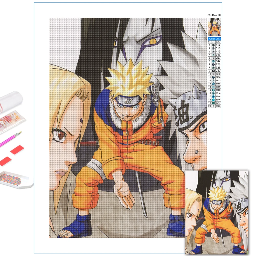 

Three Ninjas 5D Diy Diamond Painting Naruto Full Square Drill Embroidery Jiraiya Cross Stitch Classic Anime Home Decor Boy Gifts