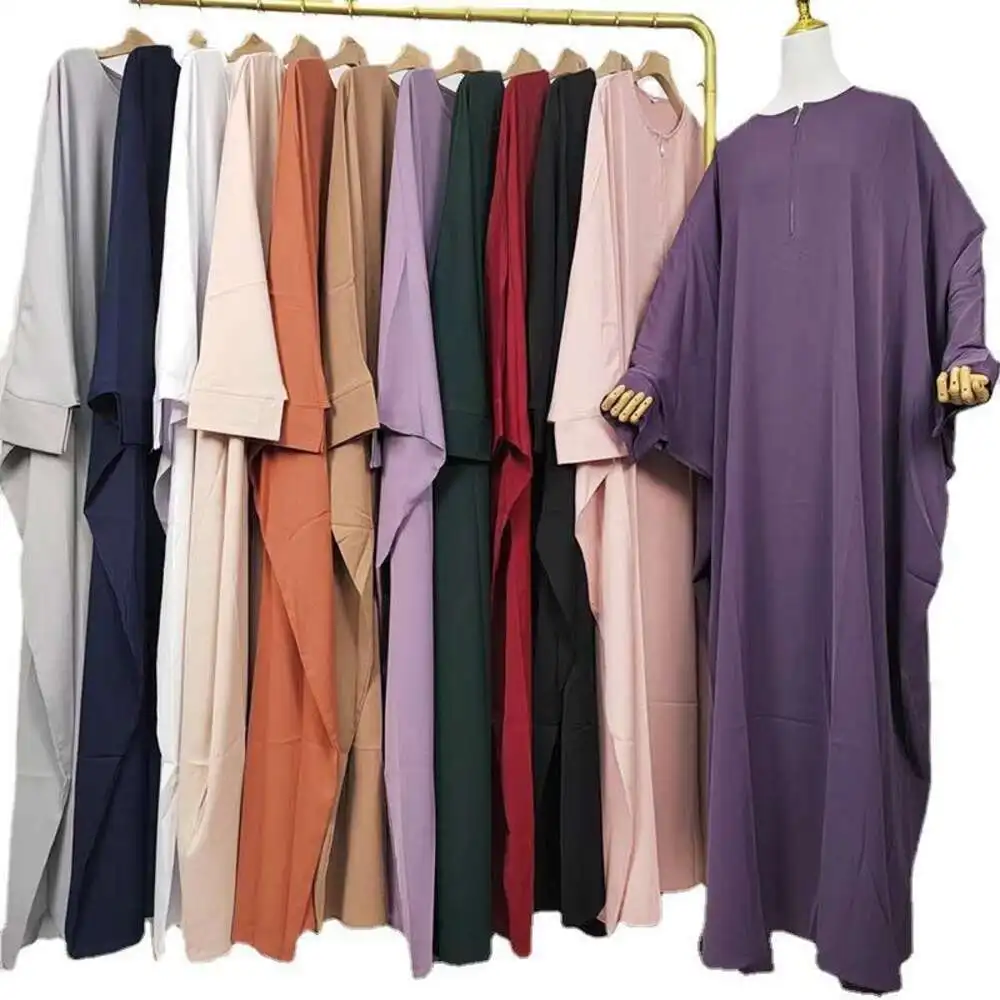 

Lanfang Clothing Womens Turkey Middle East Pure Color Robe Dress