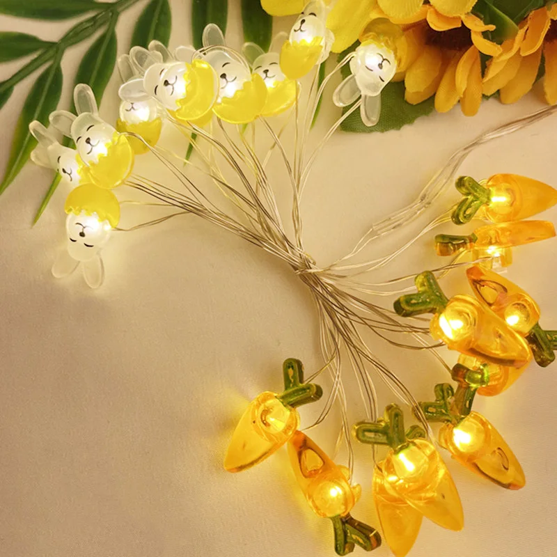 LED Easter Bunny String Lights Decorations for Home Carrot Rabbit Fairy Light Garland Happy Gifts Party Favor |