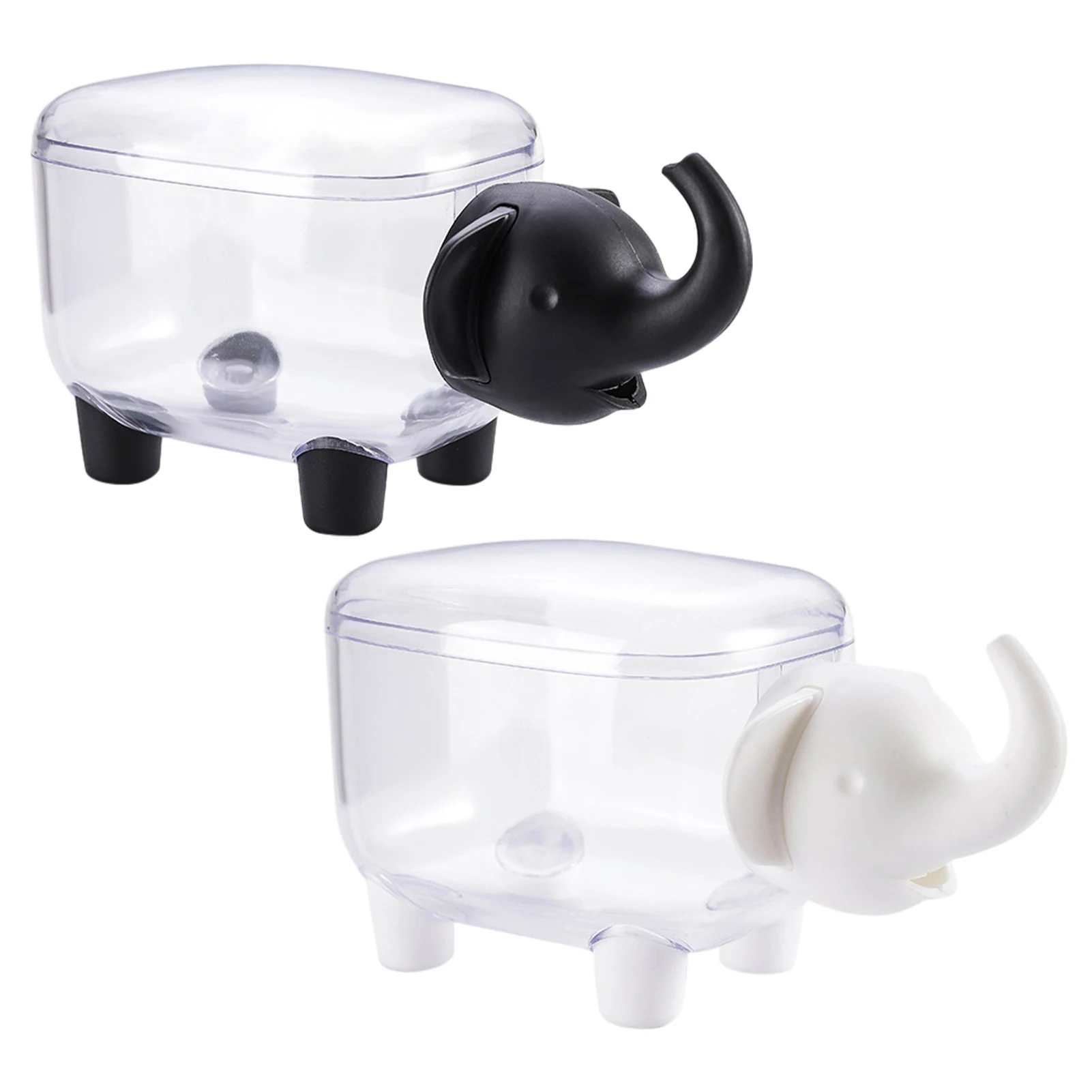 

2pcs With Lid White Black Clear Qtip Holder Table Container Gift Makeup Sponge Cotton Swabs Dustproof Plastic Cute Sheep Shape