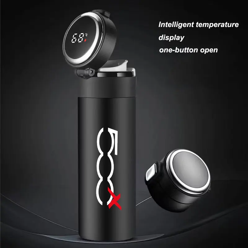 

Автомобильная вакуумная фляжка с дисплеем температуры, 420 мл, из нержавеющей стали, бутылка для воды для Fiat Abarth 500L, автомобильные аксессуары