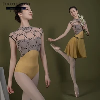 ballet dance leotard for womens practice clothes mesh embroidered gymnastics leotard adult ballet stage costumes