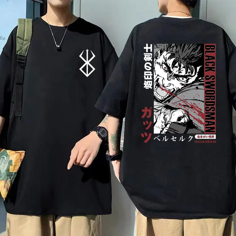 

Anime Berserk Guts Swordsman Casca Sacrifice Zodd Print Tshirt Men Women Fashion Vintage Manga Tees Man Black T Shirt Streetwear