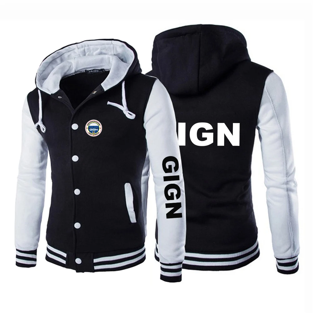 

France Gendarmerie GIGN 2023 New Men Baseball Uniform Single-Breasted Fashion Slim Fit Comfortable Jacket Casual Hoodies Coat