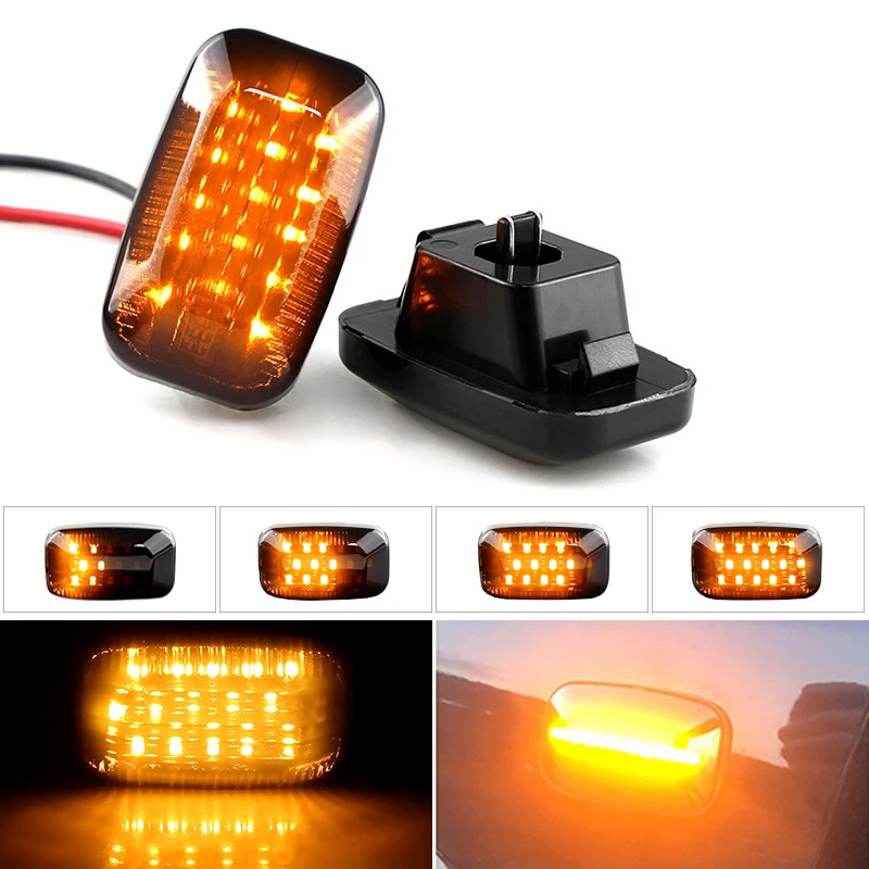 

2 шт. динамический светодиодный боковой габаритный фонарь, указатель поворота, боковой повторитель для Toyota Landcruiser 70 80 100 Series