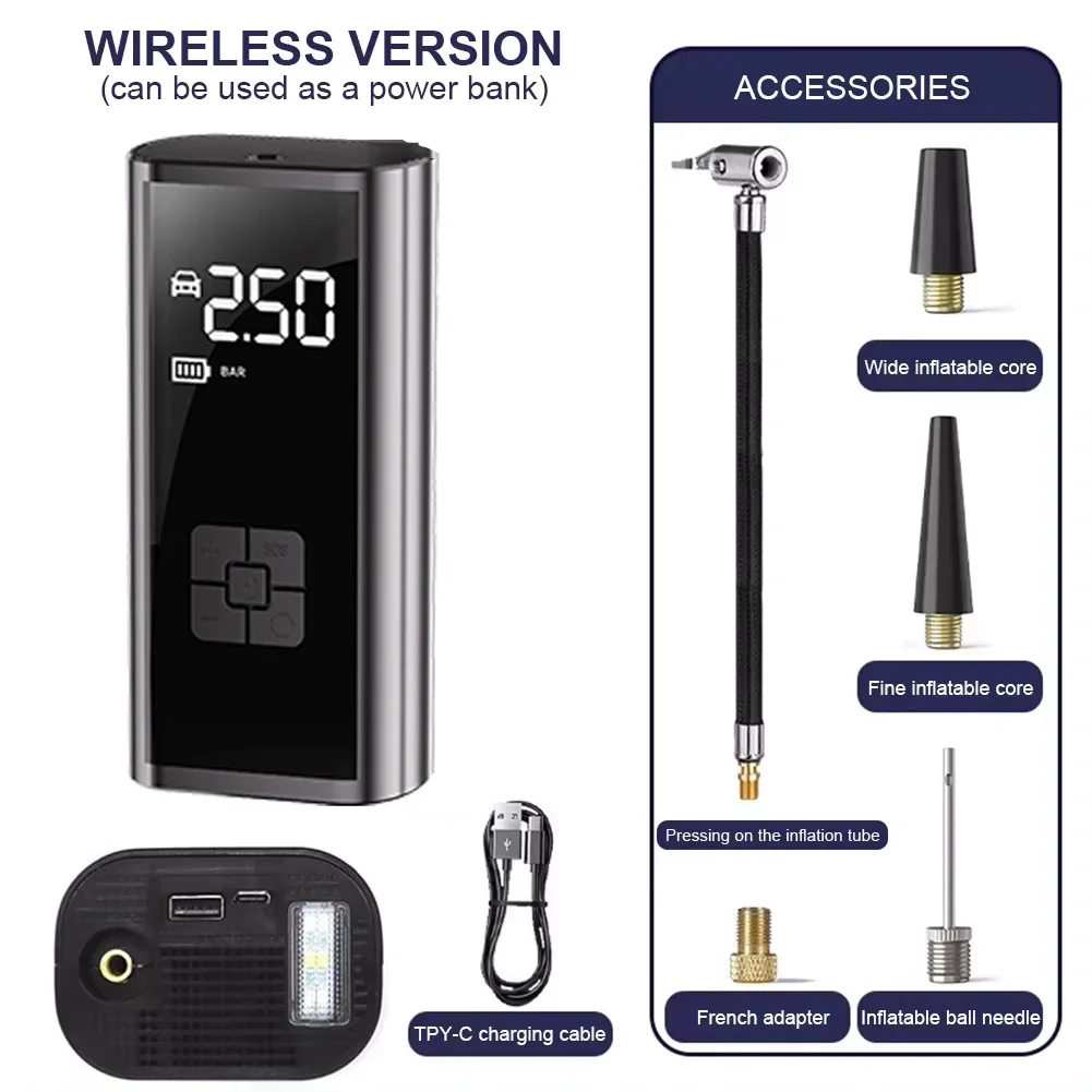 

Портативный Беспроводной/проводной Автомобильный Компрессор Для Xiaomi, 8000 мАч, 12 В