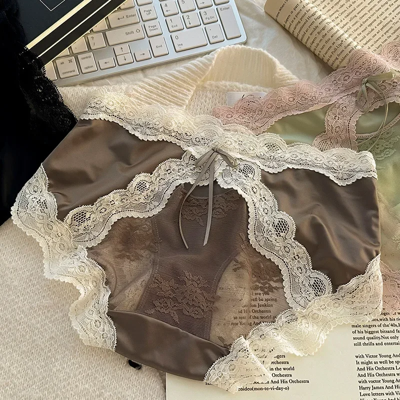 Милое женское кружевное чистое сексуальное удобное полупрозрачное шелковое