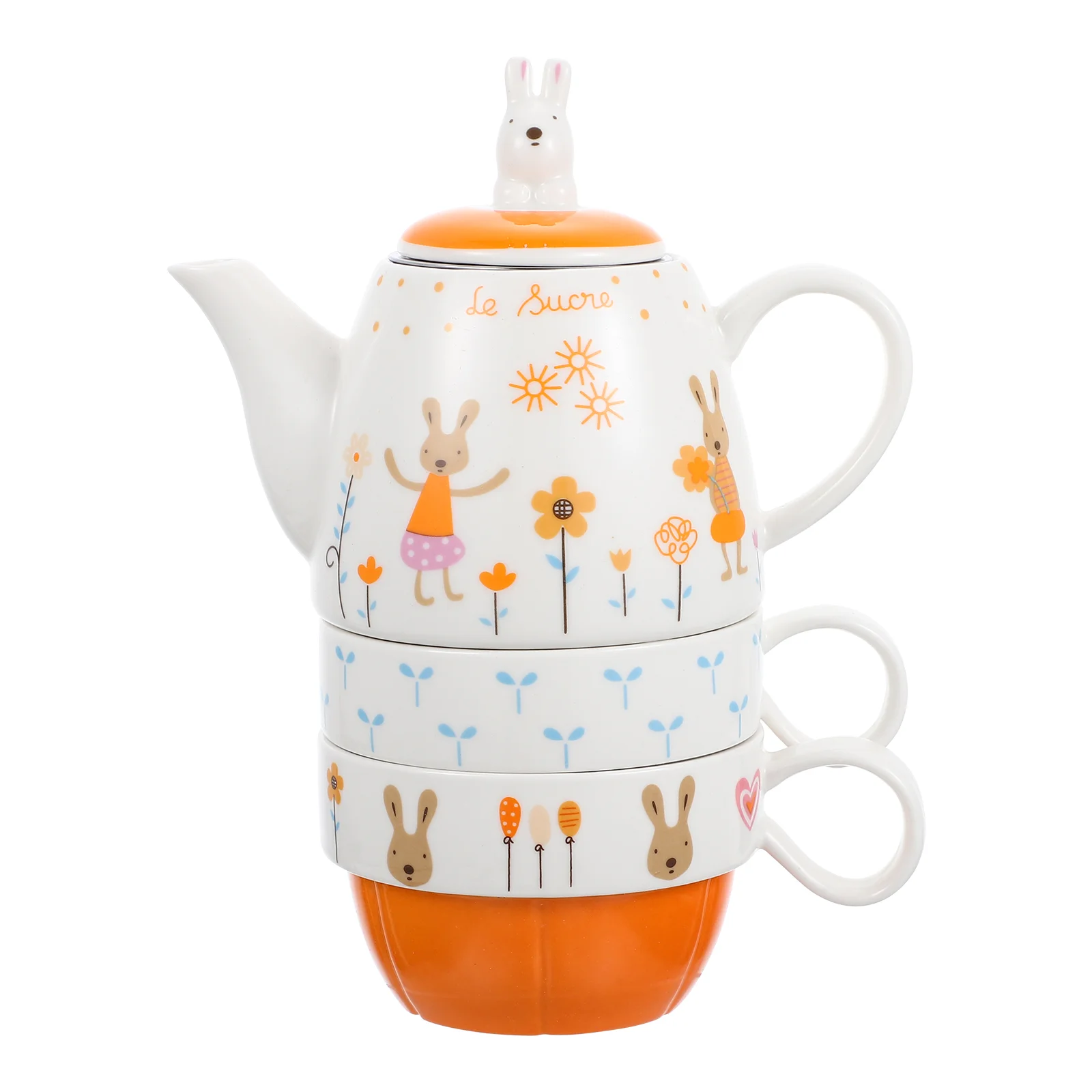

Tea Teapot Kettle Coffee Pot Porcelain Ceramic Loose Pitcher Cup Bunny Cups Whistling Leaf Home Kettles Handheld Mug Pouring