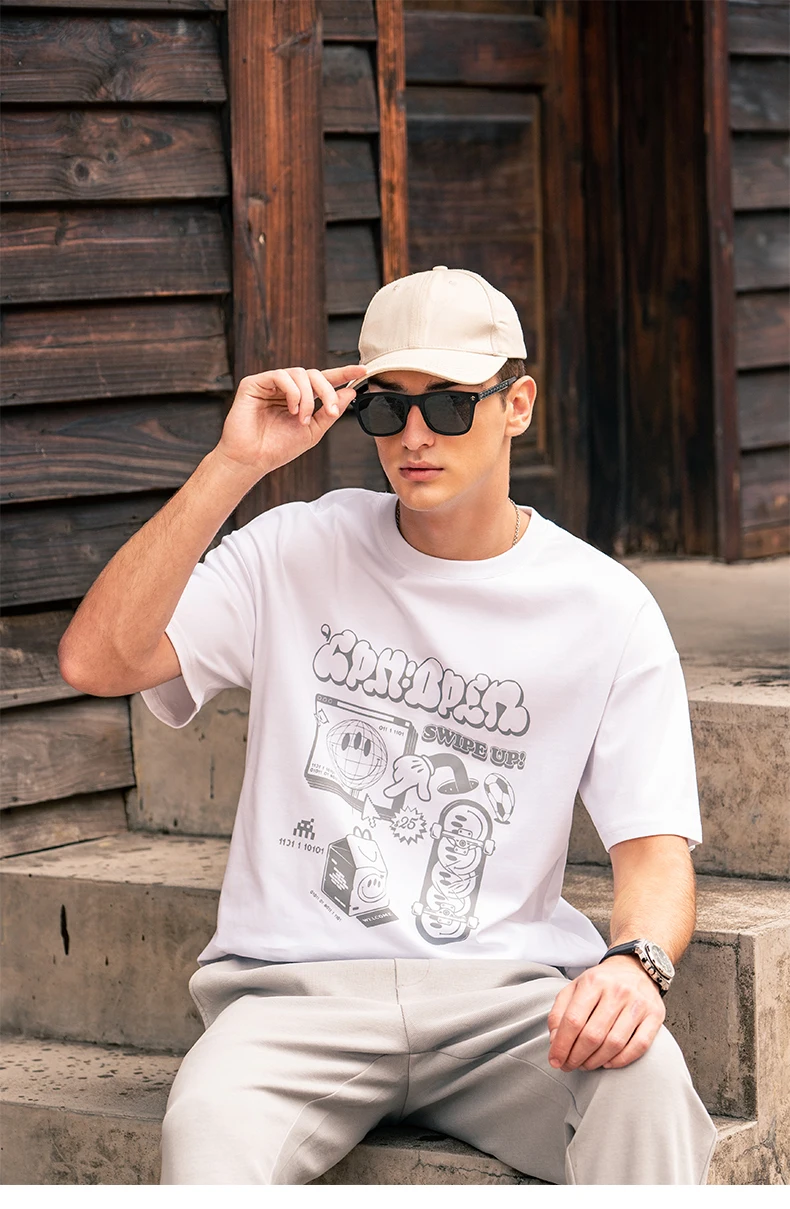 

Мужская модная уличная парная свободная хлопковая футболка с коротким рукавом и принтом, 1623