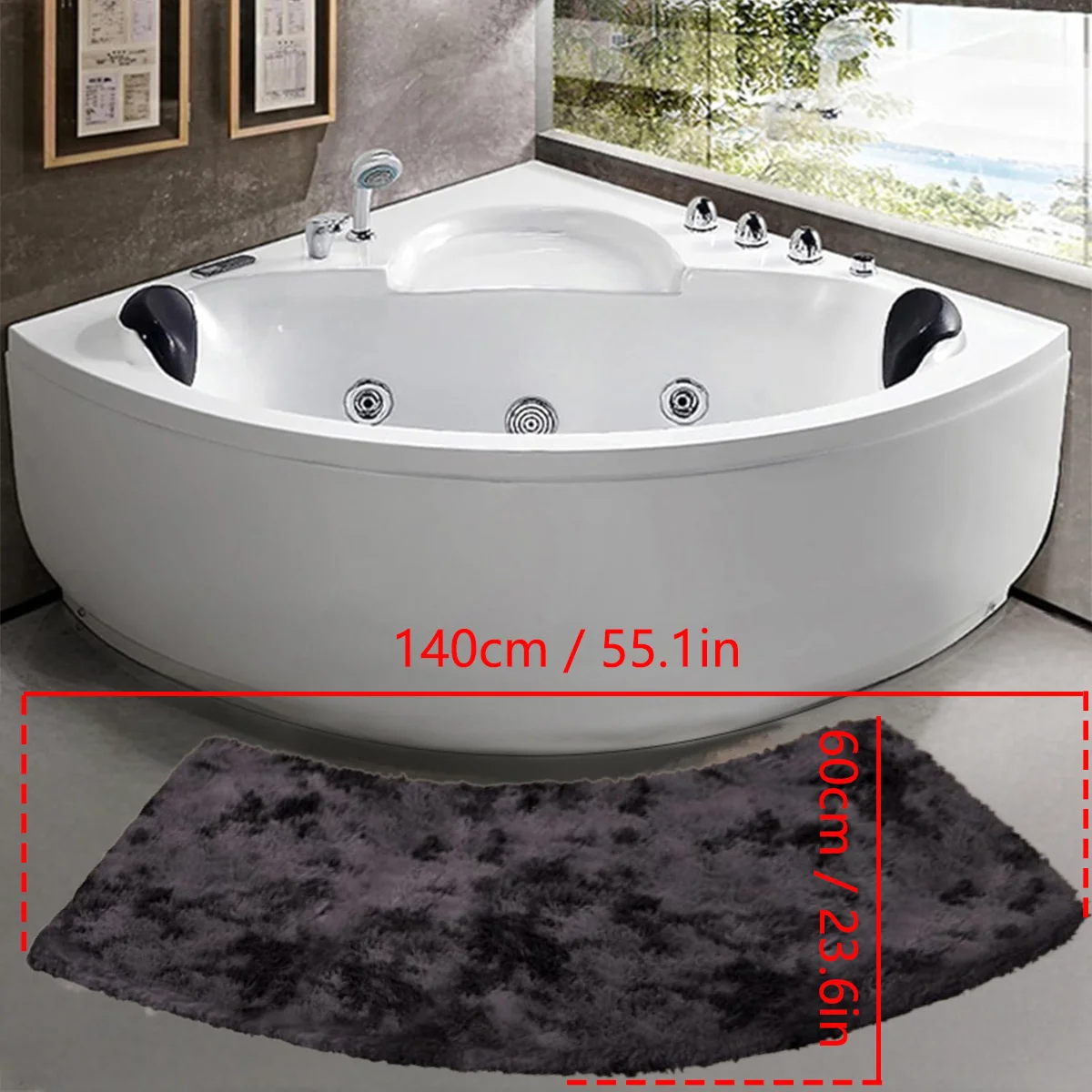 

Однотонный изогнутый коврик для ванной из полиэстера