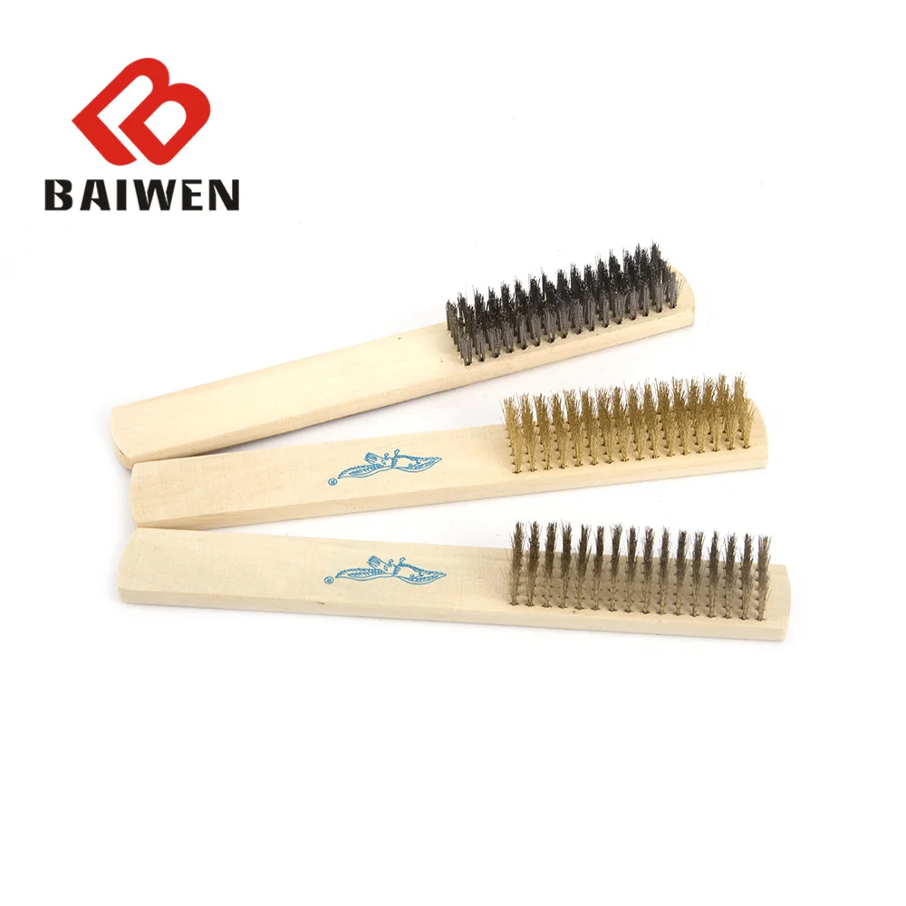 

3pcs Brass Wire Brush Wooden Handle Steel Wire Scraping Toothbrush Stainless Steel Brass Copper Wire Brush Wire Brush Kit