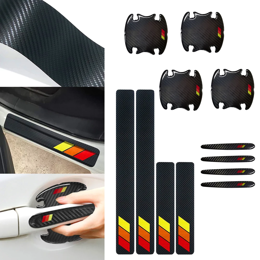 

Carbon Fiber Car Door Sill Stickers Protector Tri-Color for Toyota Tacoma Camry Tundra 4Runner Rav4 Highlander Accessories