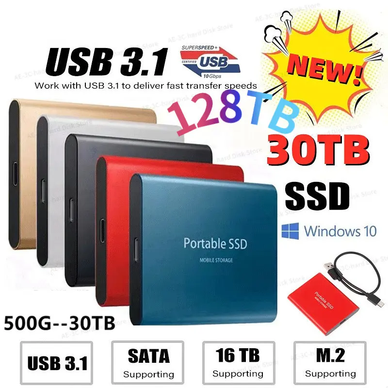 

Высокоскоростной жесткий диск SSD 128 ТБ 64 ТБ 32 ТБ USB3.1 внешний мобильный флэш-накопитель портативный интерфейс Type-C массовое хранилище