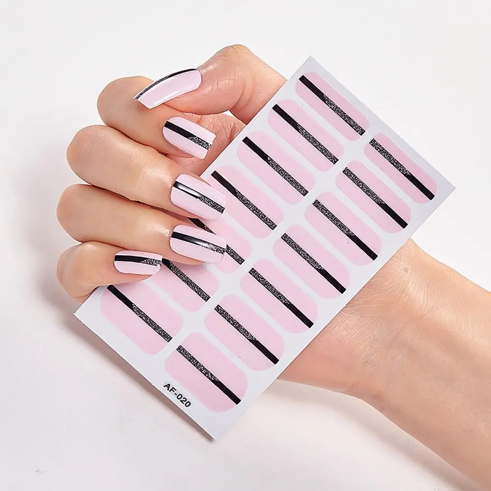 

14 полосок, полутвердые гелевые наклейки для ногтей, градиентные цвета, блестящие наклейки для французского дизайна ногтей