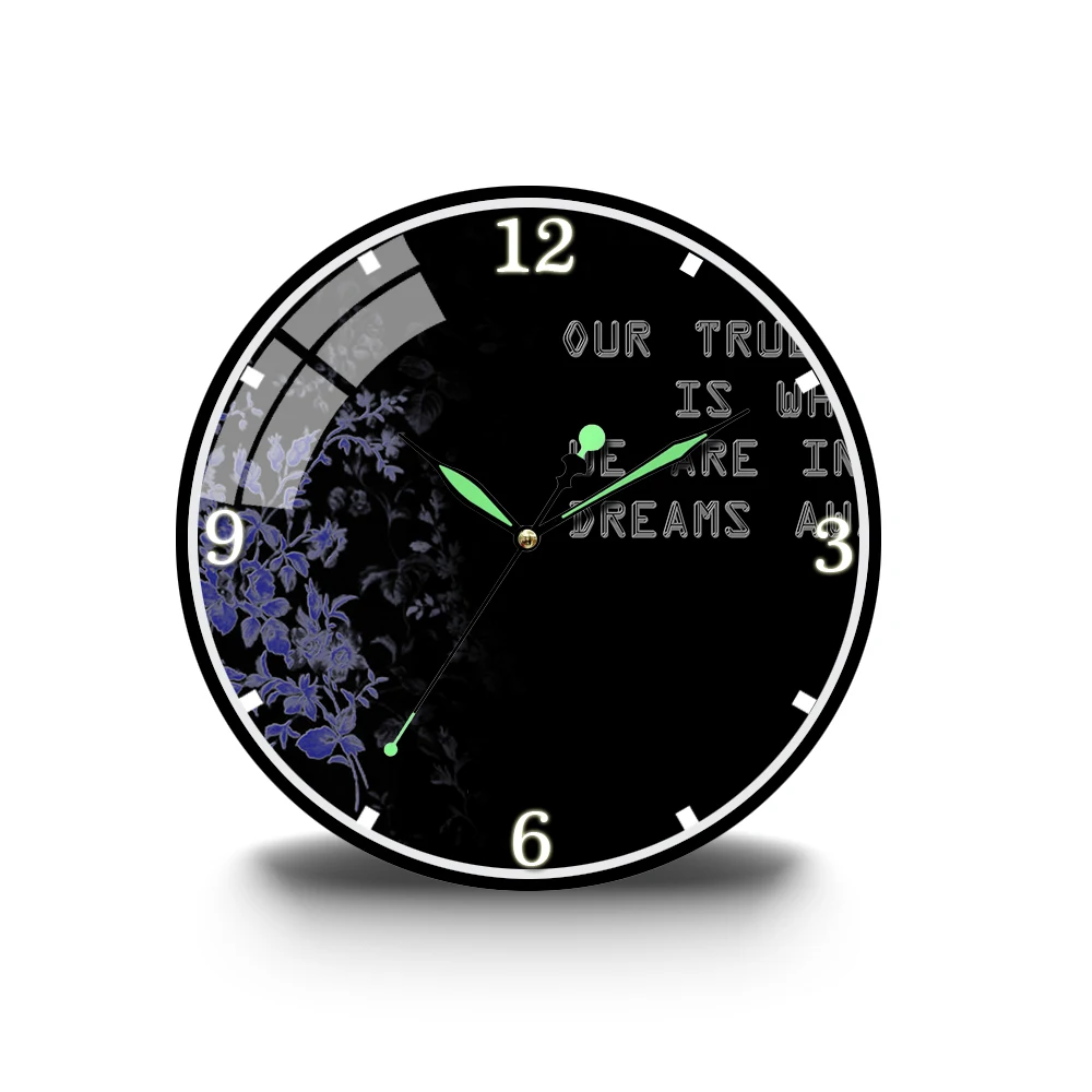 

Ins Hot Silent Wall Clock Black Color Purple Flowers Dark Gothic Design Living Room Bedroom Modern Decorative Wall Watch Quartz