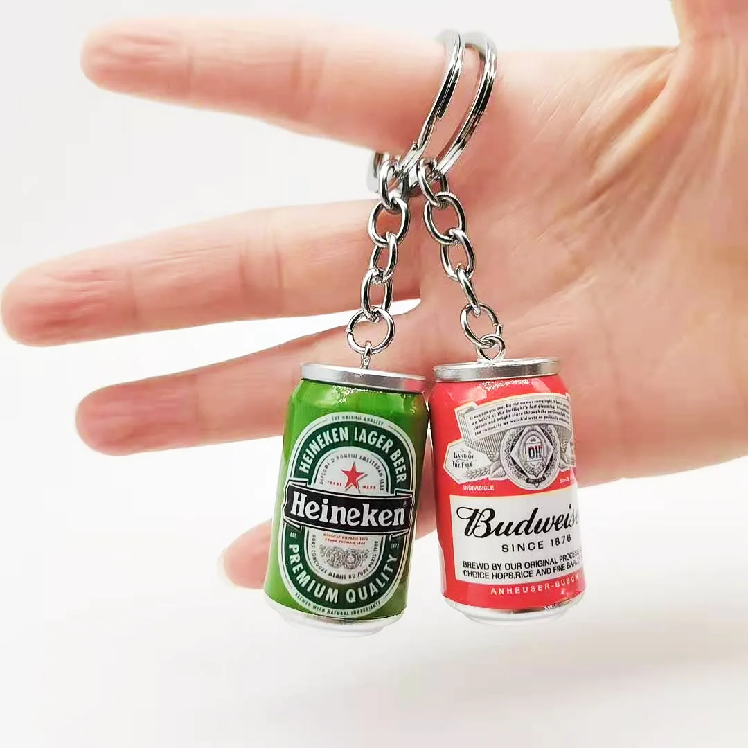 

Creative Simulation PVC Beer Can Keychain Men's Car Key Ring Women Bag Fun Pendant Keychains Personality Gift Souvenir