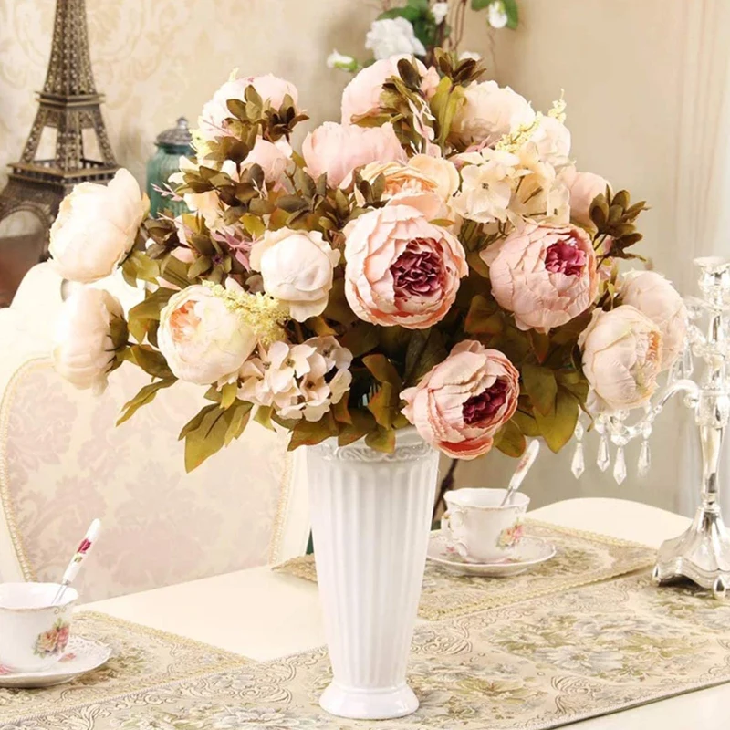 

30cm European Artificial Peony Flowers Silk Fake Flowers Bouquet Wedding Party Home Decoration Flower Five-Color Fake Flower Hot