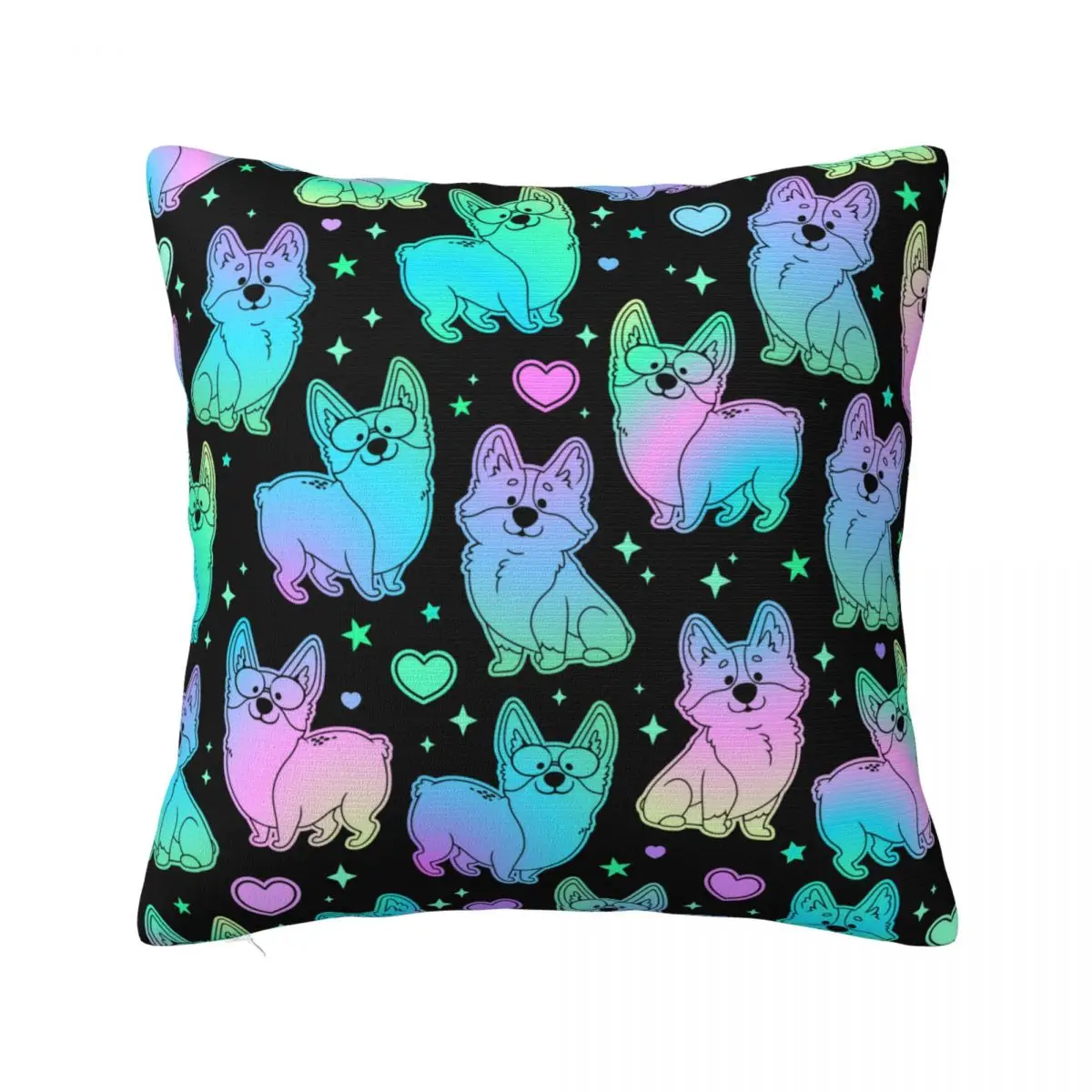 

Corgi Dog Plaid Pillowcase Soft Polyester Cushion Cover Decoration Cartoon Animal Throw Pillow Case Cover Home Square 45*45cm