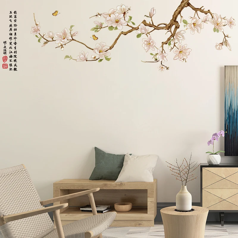 

Flowers Plants Wall Stickers Decor DIY Tree Branch Wall Decals for Living Room Children Nursery Kitchen Home Decoration