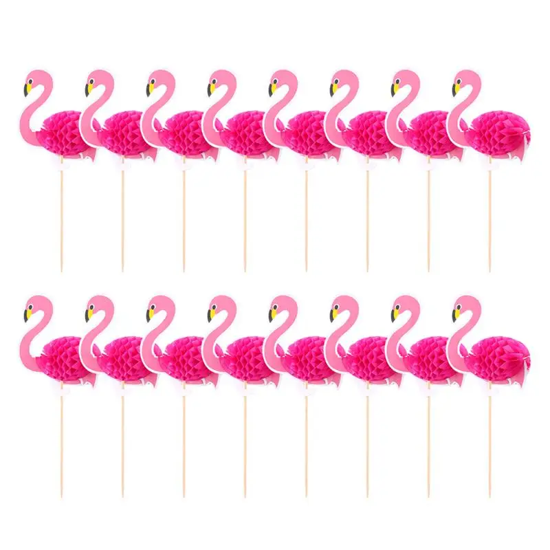 

30pcs Flamingo Pineapple Cake toppers Hawaii Summer Tropical Party Supplies Cake Inserted Cards Decorative Cake Picks Adornments
