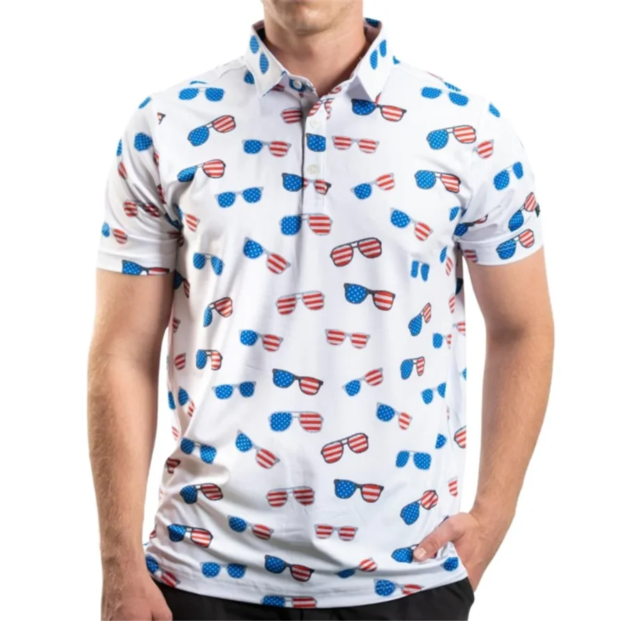 sunday swagger Men's fashion printed POLO shirt summer short -sleeved outdoor golf shirt F4 racing casual T -shirt Casual wild