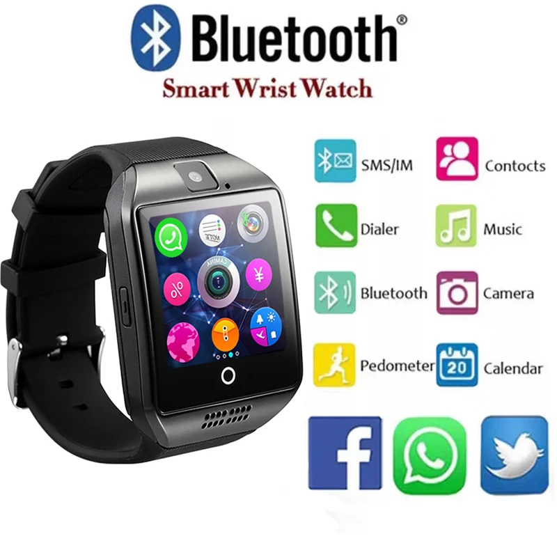 

Q18 Bluetooth Smart Watch With 2G Sim Card Men Women Large-Capacity Call Phone Smartwatch Sport Waterproof Pedometer Alarm Clock