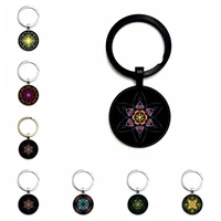 gothic fashion mandala series 25mm pendant glass cabochon magic figure keychain men and women gift jewelry